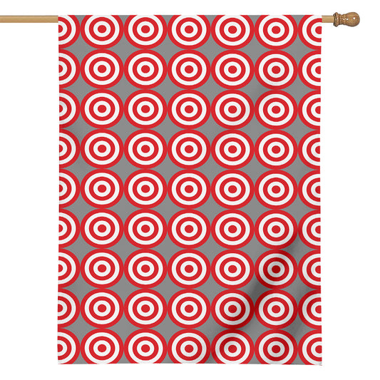 Red And White Bullseye Target Print House Flag