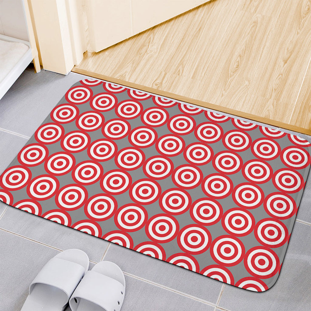 Red And White Bullseye Target Print Indoor Door Mat