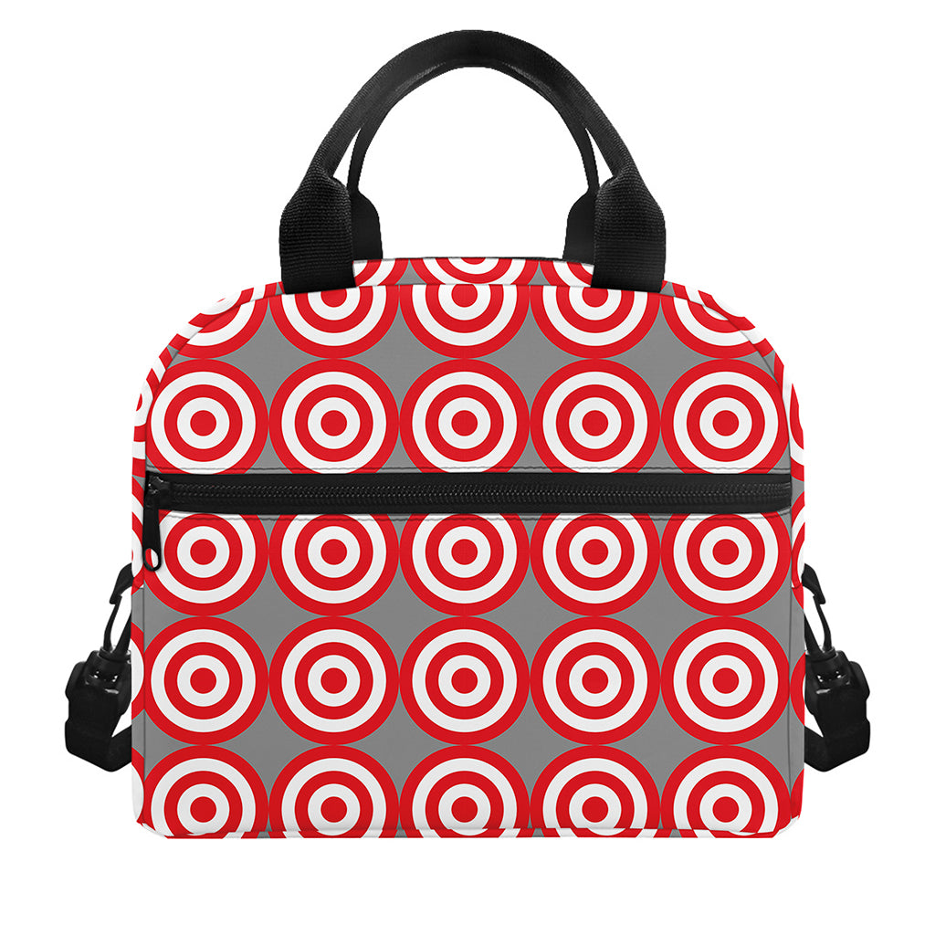 Red And White Bullseye Target Print Insulated Lunch Bag