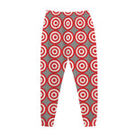 Red And White Bullseye Target Print Jogger Pants