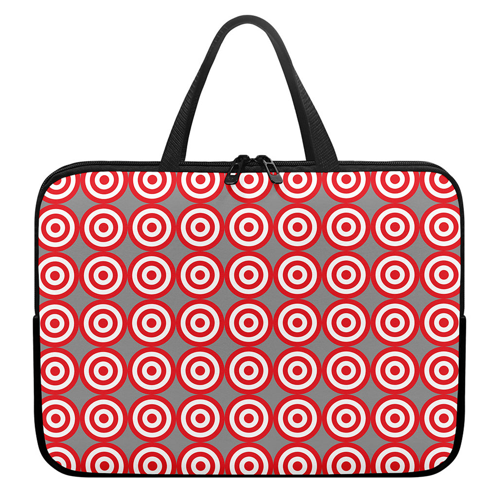 Red And White Bullseye Target Print Laptop Sleeve With Handle