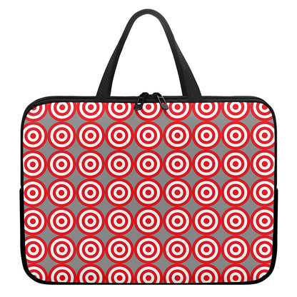 Red And White Bullseye Target Print Laptop Sleeve With Handle