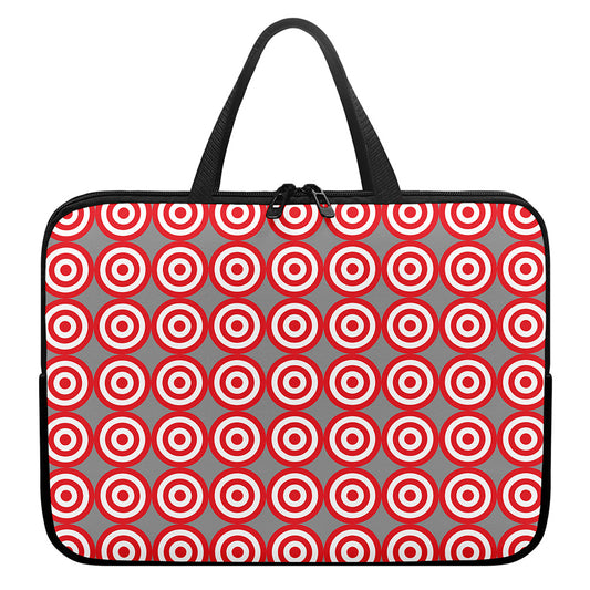 Red And White Bullseye Target Print Laptop Sleeve With Handle