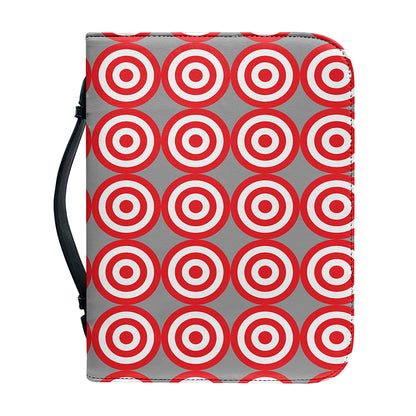 Red And White Bullseye Target Print Leather Bible Cover