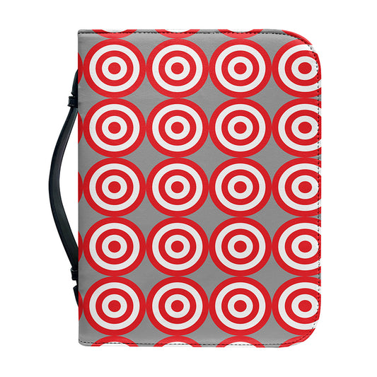 Red And White Bullseye Target Print Leather Bible Cover