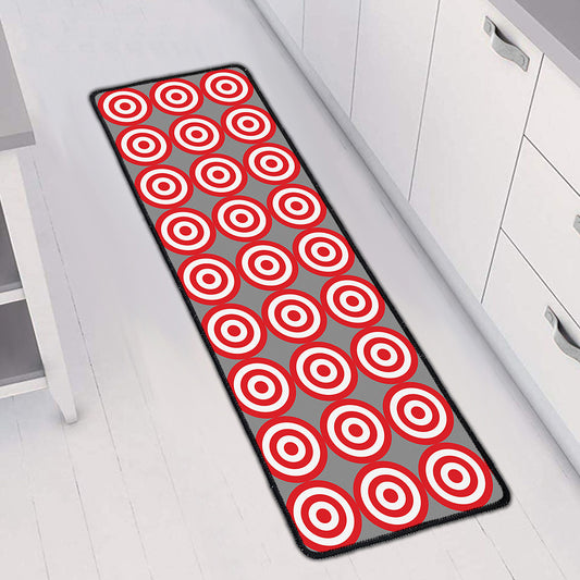 Red And White Bullseye Target Print Long Kitchen Mat
