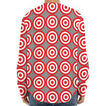 Red And White Bullseye Target Print Long Sleeve Baseball Jersey