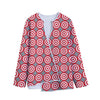 Red And White Bullseye Target Print Long Sleeve Short Coat