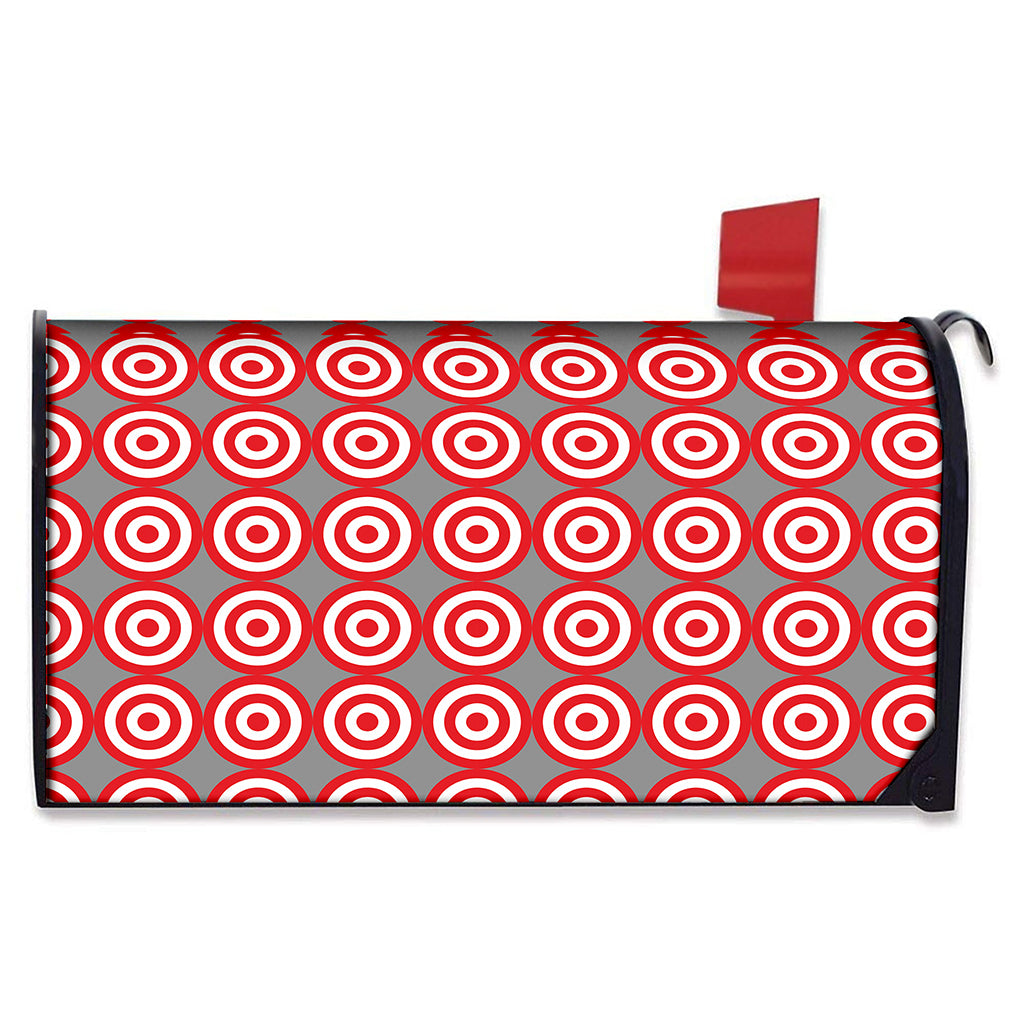 Red And White Bullseye Target Print Mailbox Cover