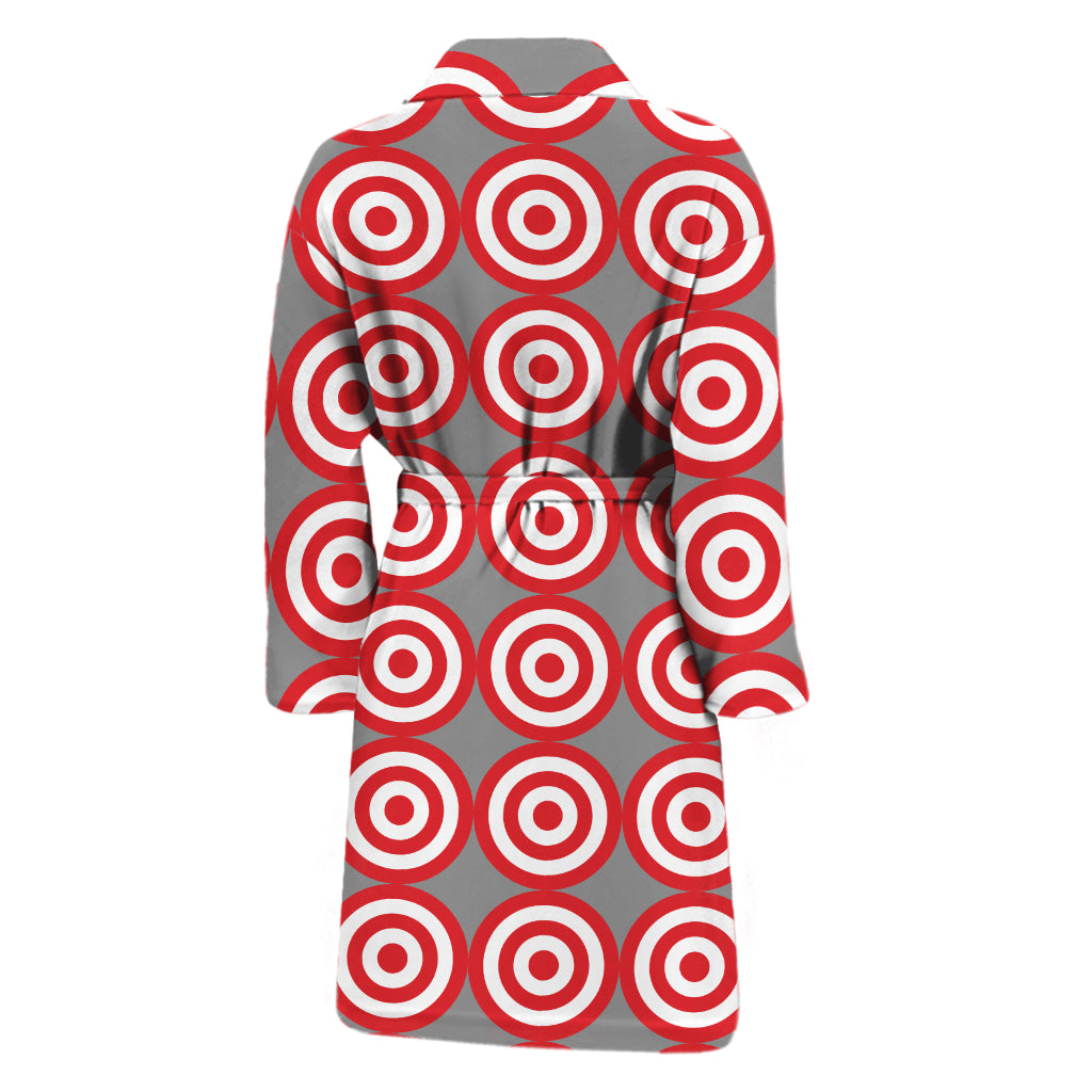 Red And White Bullseye Target Print Men's Bathrobe