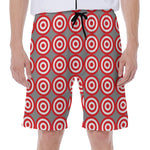 Red And White Bullseye Target Print Men's Beach Shorts
