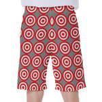 Red And White Bullseye Target Print Men's Beach Shorts