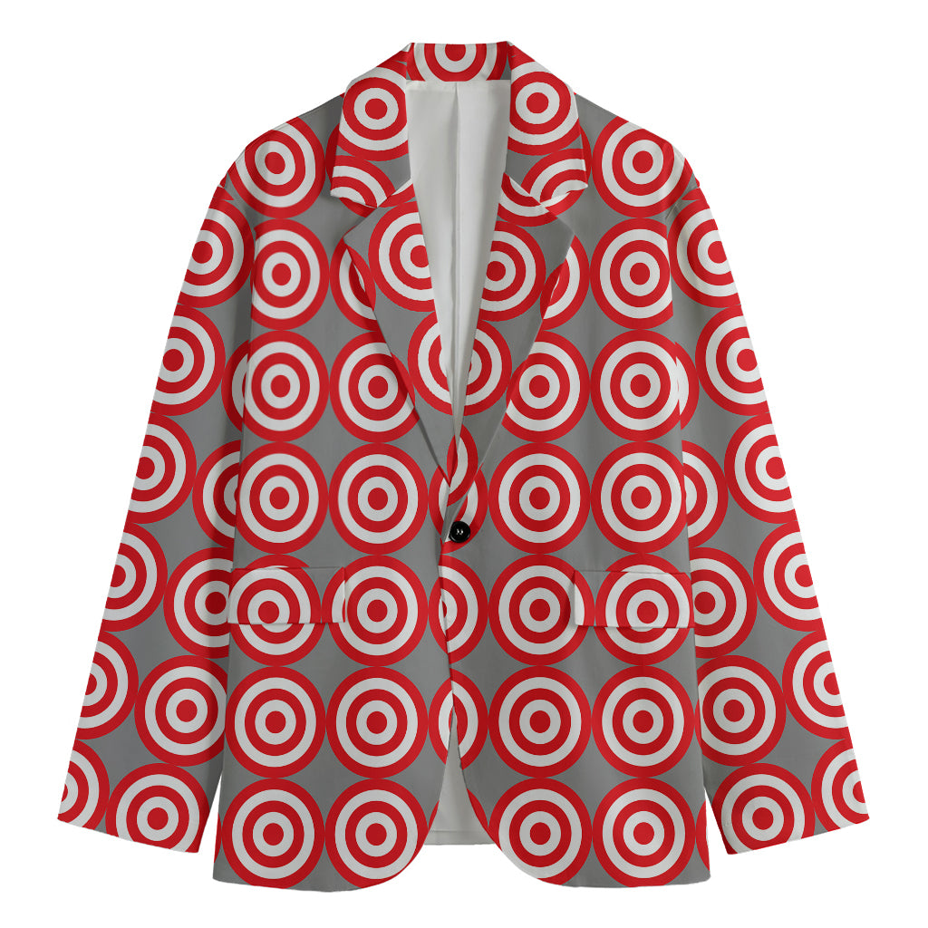 Red And White Bullseye Target Print Men's Blazer
