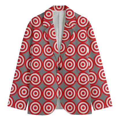 Red And White Bullseye Target Print Men's Blazer