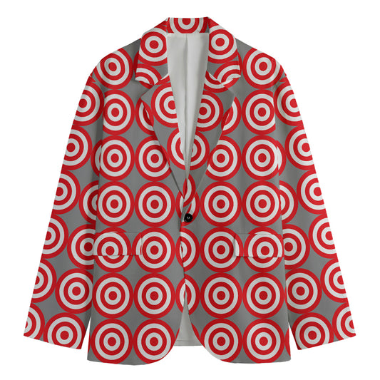 Red And White Bullseye Target Print Men's Blazer