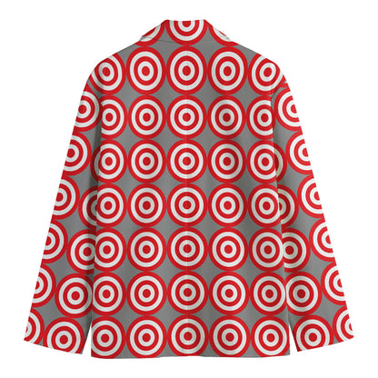 Red And White Bullseye Target Print Men's Blazer