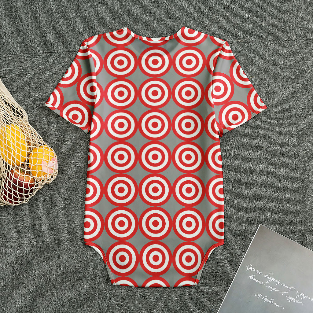 Red And White Bullseye Target Print Men's Bodysuit