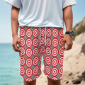Red And White Bullseye Target Print Men's Cargo Shorts