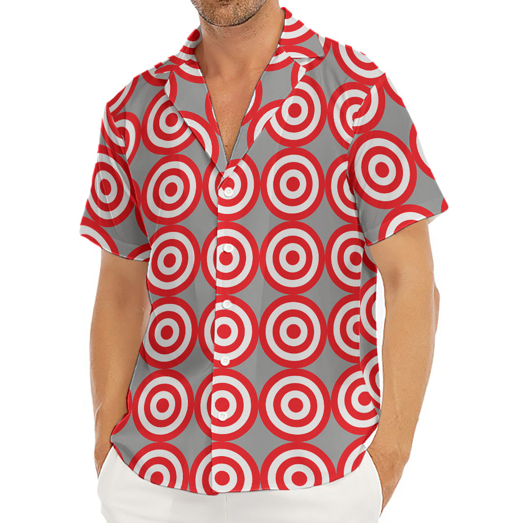 Red And White Bullseye Target Print Men's Deep V-Neck Shirt