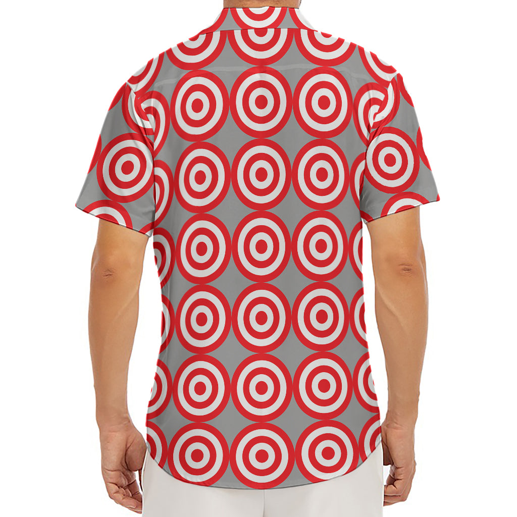 Red And White Bullseye Target Print Men's Deep V-Neck Shirt