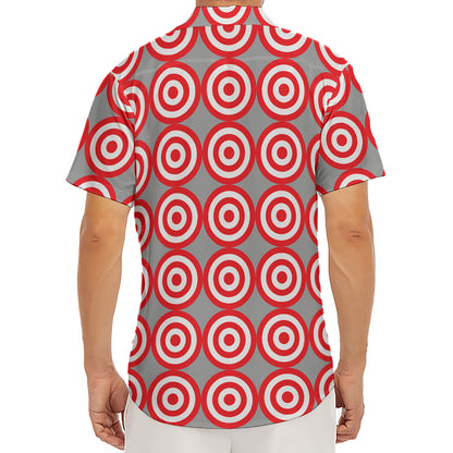 Red And White Bullseye Target Print Men's Deep V-Neck Shirt