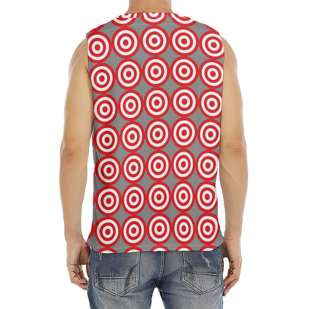 Red And White Bullseye Target Print Men's Fitness Tank Top