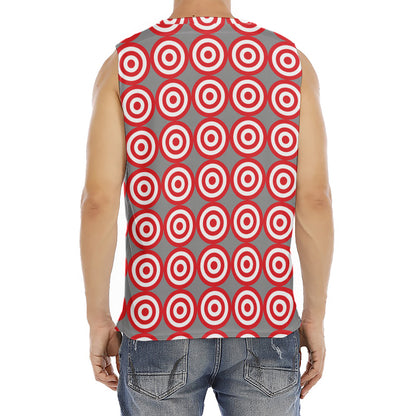 Red And White Bullseye Target Print Men's Fitness Tank Top