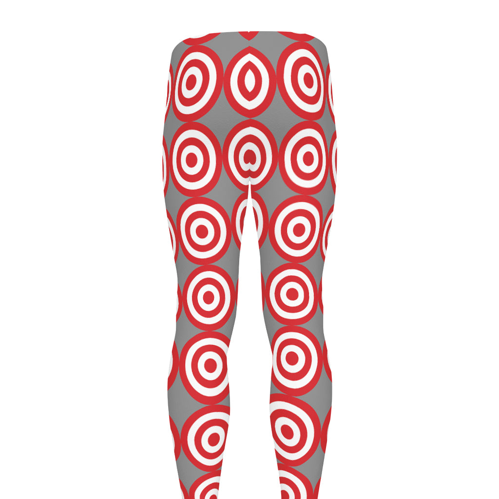Red And White Bullseye Target Print Men's leggings