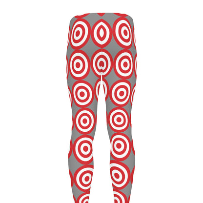 Red And White Bullseye Target Print Men's leggings