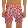 Red And White Bullseye Target Print Men's Long Boxer Briefs