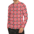Red And White Bullseye Target Print Men's Long Sleeve Rash Guard