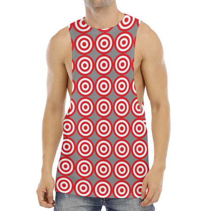 Red And White Bullseye Target Print Men's Muscle Tank Top