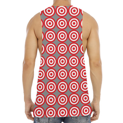 Red And White Bullseye Target Print Men's Muscle Tank Top