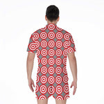 Red And White Bullseye Target Print Men's Rompers