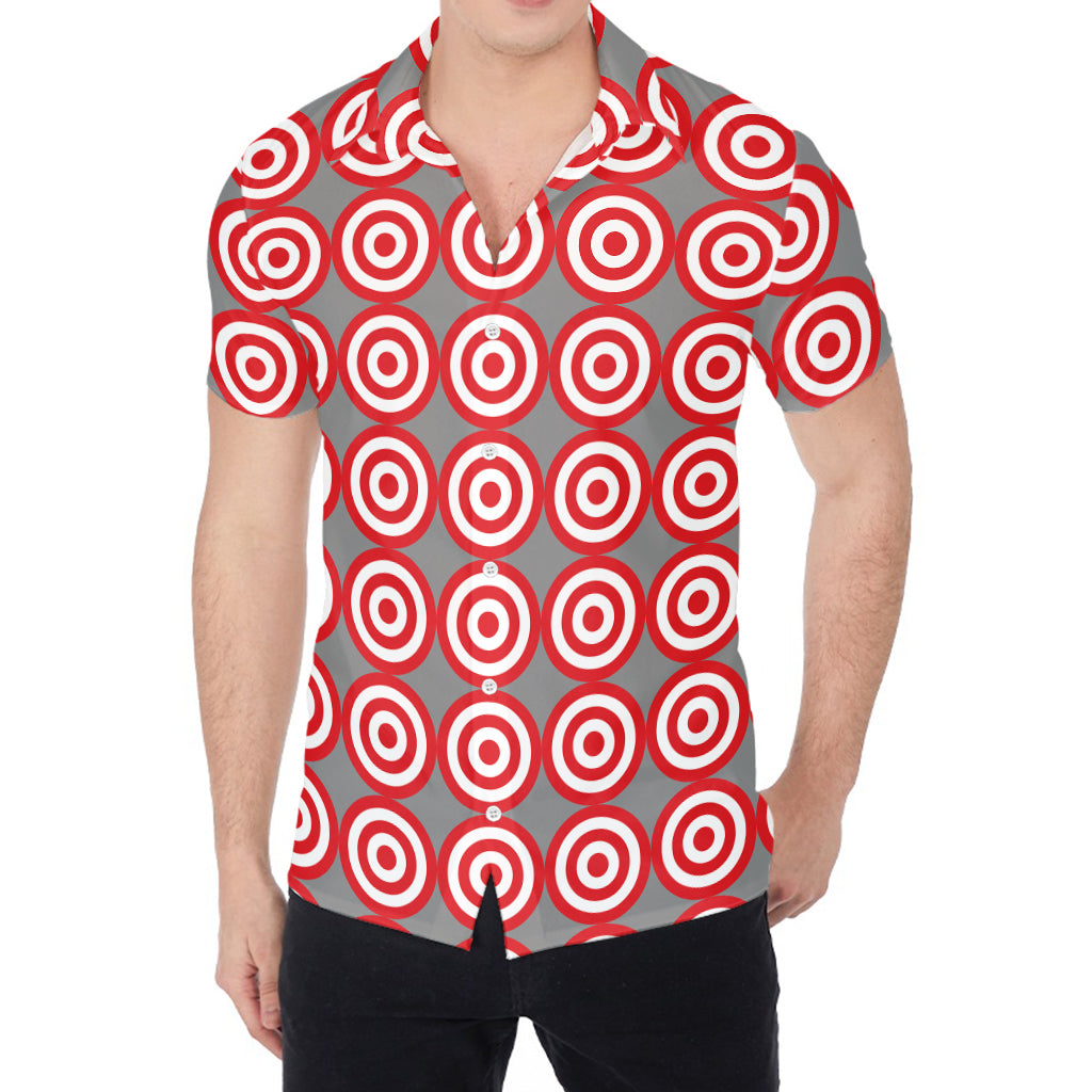 Red And White Bullseye Target Print Men's Shirt