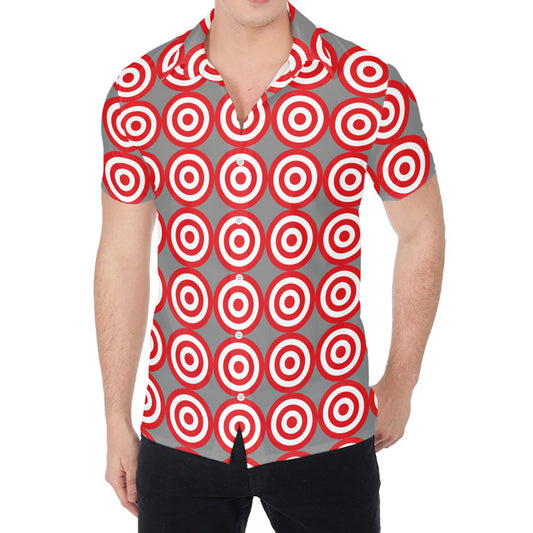 Red And White Bullseye Target Print Men's Shirt