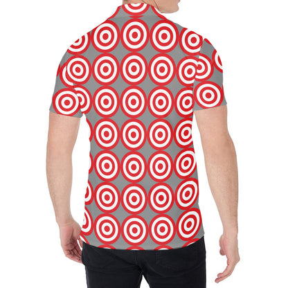 Red And White Bullseye Target Print Men's Shirt