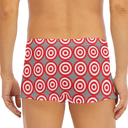 Red And White Bullseye Target Print Men's Short Boxer Briefs