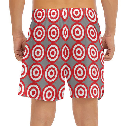 Red And White Bullseye Target Print Men's Split Running Shorts