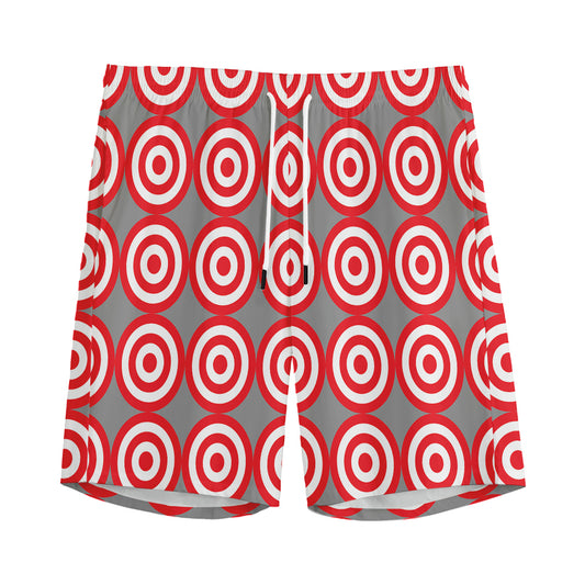 Red And White Bullseye Target Print Men's Sports Shorts