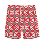 Red And White Bullseye Target Print Men's Sports Shorts