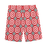 Red And White Bullseye Target Print Men's Sports Shorts