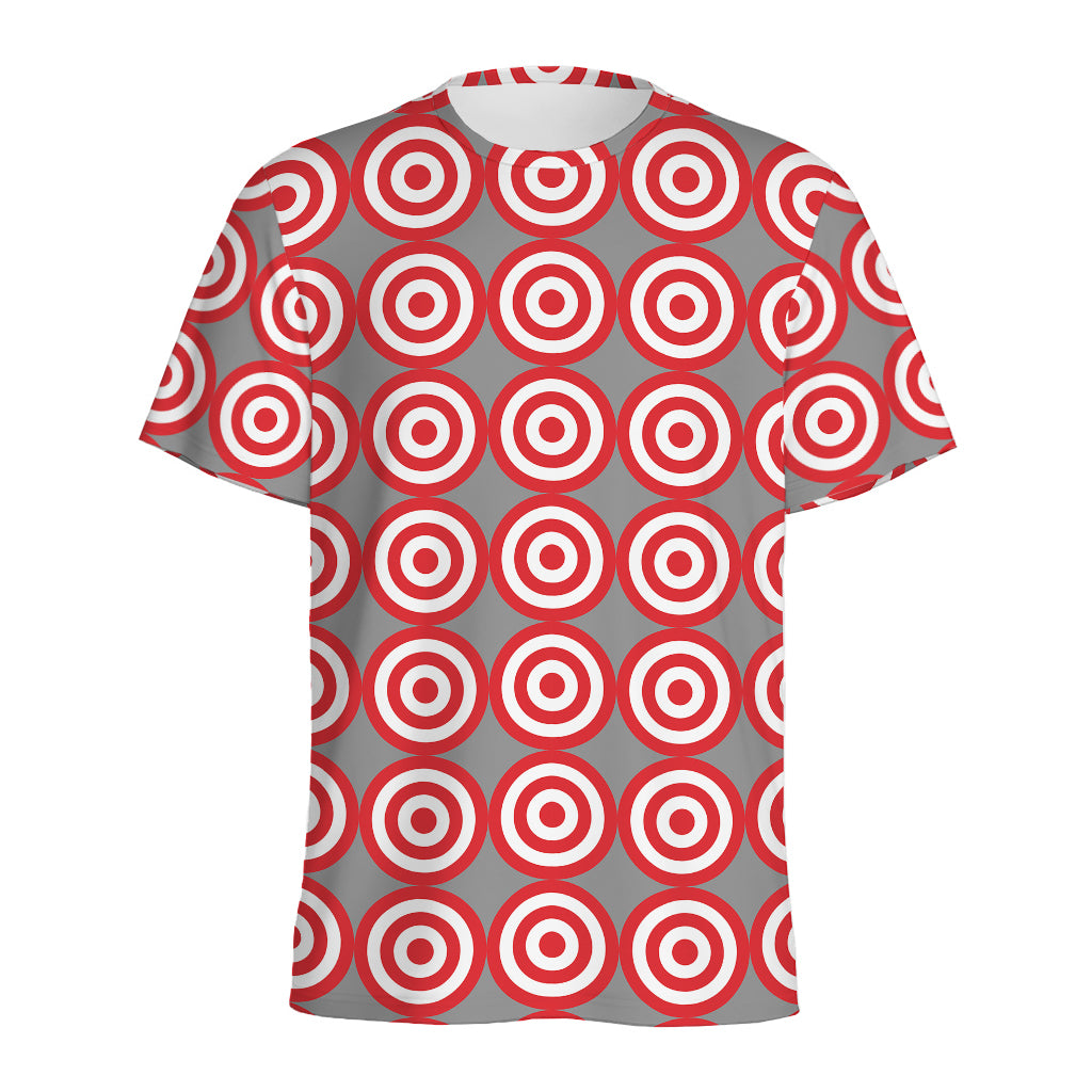 Red And White Bullseye Target Print Men's Sports T-Shirt