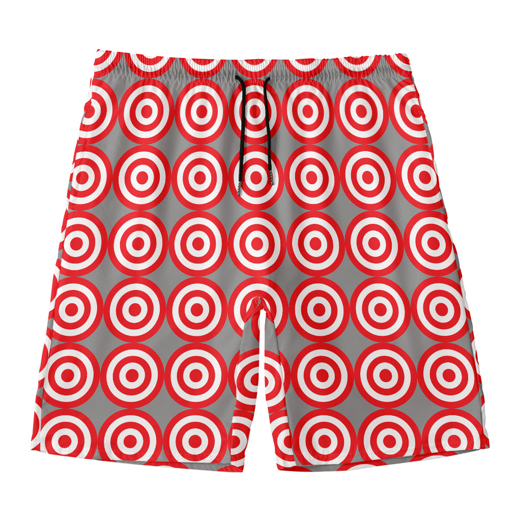 Red And White Bullseye Target Print Men's Swim Trunks