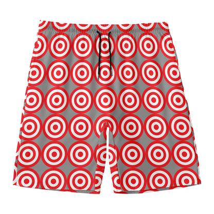 Red And White Bullseye Target Print Men's Swim Trunks