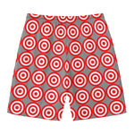 Red And White Bullseye Target Print Men's Swim Trunks