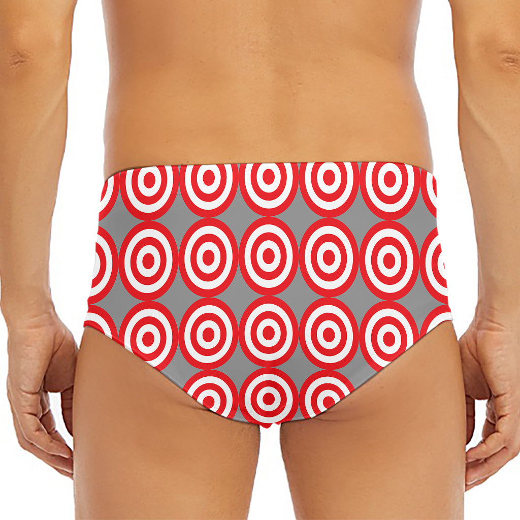 Red And White Bullseye Target Print Men's Triangle Swim Briefs