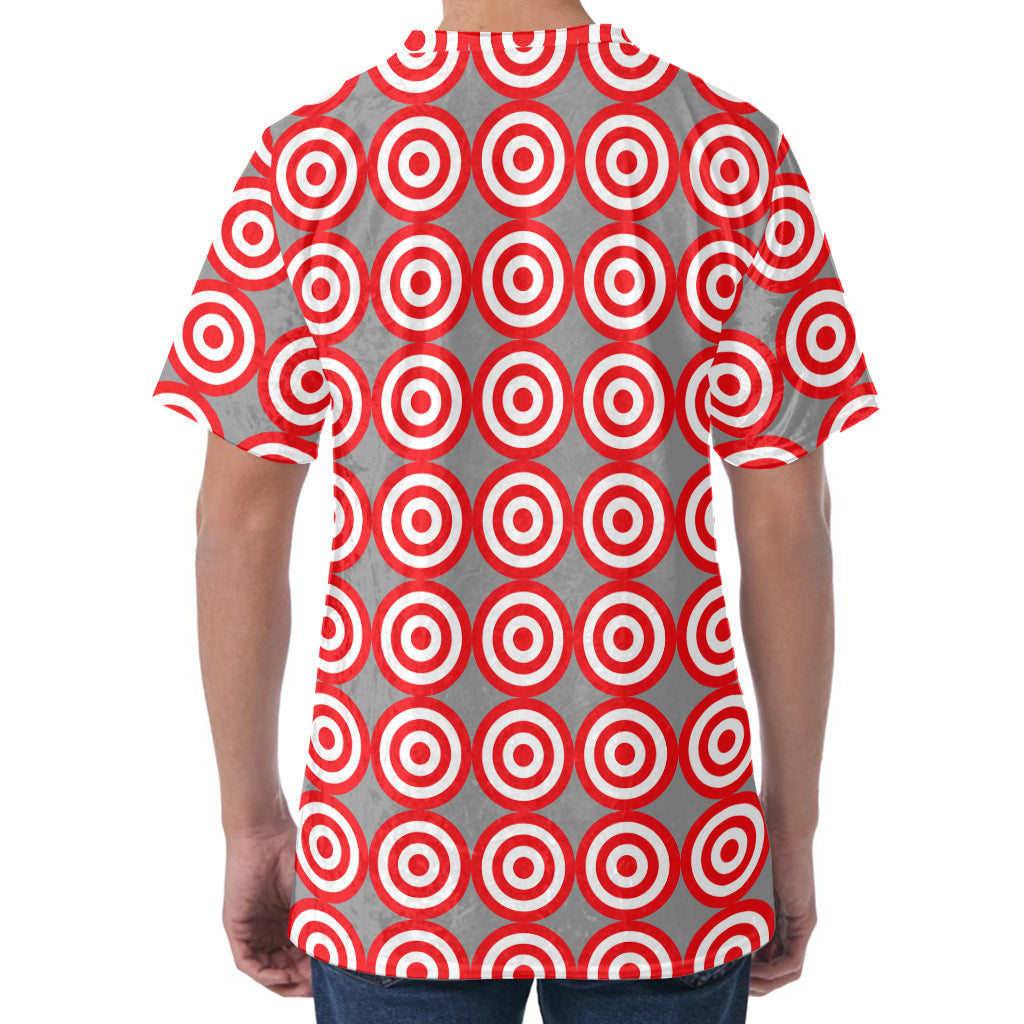 Red And White Bullseye Target Print Men's Velvet T-Shirt
