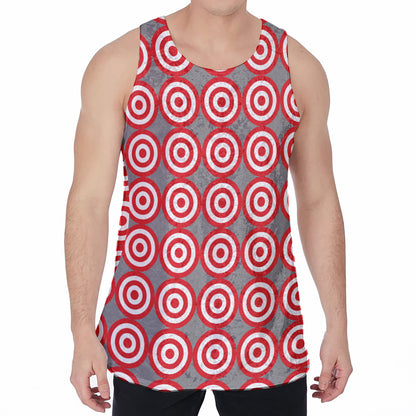 Red And White Bullseye Target Print Men's Velvet Tank Top