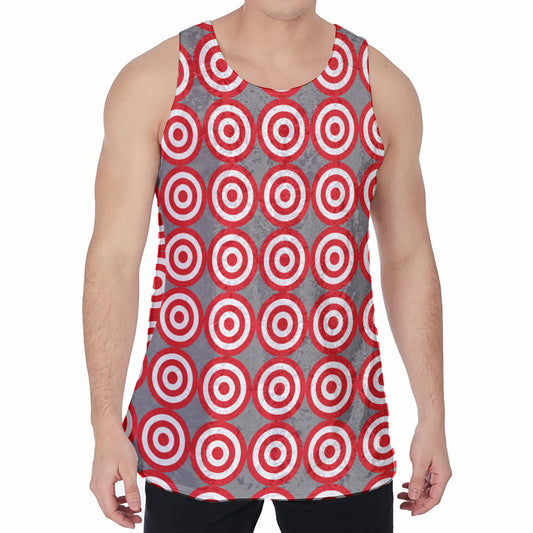 Red And White Bullseye Target Print Men's Velvet Tank Top